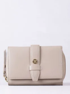 Lakeland Leather Natural Medium Icon Stud Tab Purse Outlet