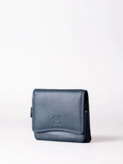 Lakeland Leather Navy Small Leather Flapover Purse Outlet