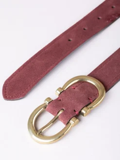 Lakeland Leather Bowness Dual Buckle Suede Belt Red Clearance