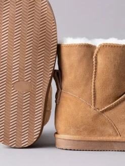 Lakeland Leather Tan Brown Ladies Sheepskin Boots Slippers New