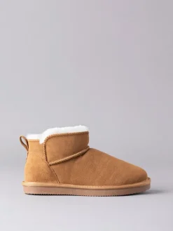 Lakeland Leather Tan Brown Ladies Sheepskin Mini Boot Slippers