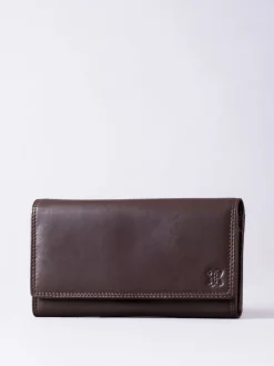 Lakeland Leather Tan Brown Large Flapover Purse