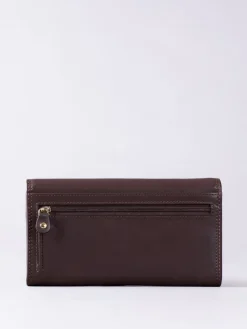 Lakeland Leather Tan Brown Large Flapover Purse