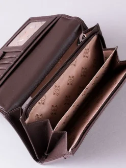 Lakeland Leather Tan Brown Large Flapover Purse