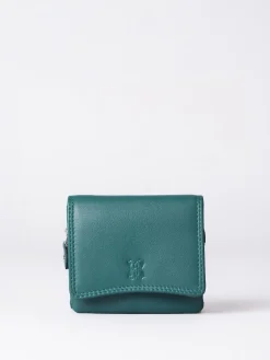 Lakeland Leather Teal Green Small Leather Flapover Purse Clearance