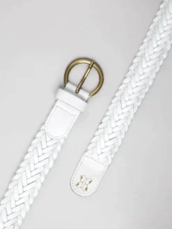 Lakeland Leather Waverton Woven Belt White Best