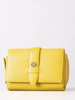 Lakeland Leather Yellow Medium Icon Stud Tab Purse Best