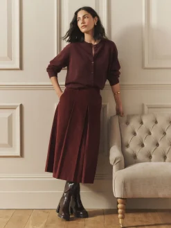 Laura Ashley Burgundy Red Maxi Cord Skirt Sale