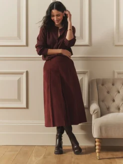 Laura Ashley Burgundy Red Maxi Cord Skirt Sale