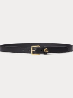 Lauren Ralph Lauren 2.5cm Logo Reversible Pebbled Leather Belt Black Online