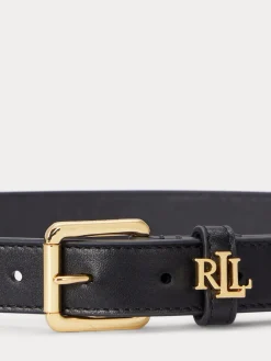 Lauren Ralph Lauren 2.5cm Logo Reversible Pebbled Leather Belt Black Online