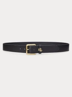 Lauren Ralph Lauren 3.2cm Logo-Keeper Leather Belt Black Discount