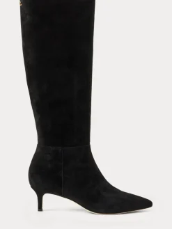 Lauren Ralph Lauren Mckay Suede Tall Boot Heels Black Clearance