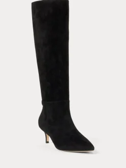 Lauren Ralph Lauren Mckay Suede Tall Boot Heels Black Clearance