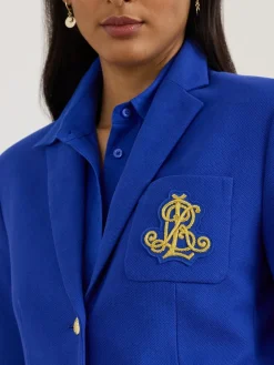 Lauren Ralph Lauren Anfisa Crest Logo Blazer Jacket Blue Outlet