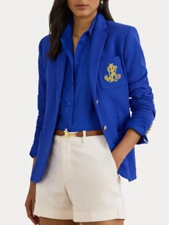 Lauren Ralph Lauren Anfisa Crest Logo Blazer Jacket Blue Outlet