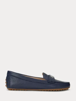 Lauren Ralph Lauren Pebbled Leather Loafer Shoes Blue