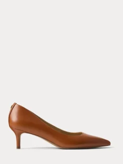 Lauren Ralph Lauren Adrienne Leather Kitten Court Heels Brown