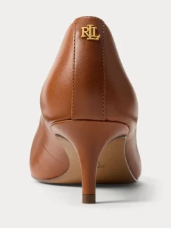 Lauren Ralph Lauren Adrienne Leather Kitten Court Heels Brown