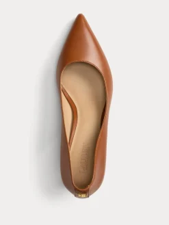 Lauren Ralph Lauren Adrienne Leather Kitten Court Heels Brown