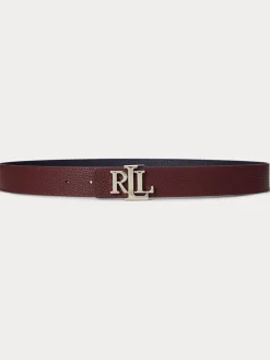 Lauren Ralph Lauren 2.5cm Logo Reversible Pebbled Leather Belt Lauren Navy/Dark Garnet Discount