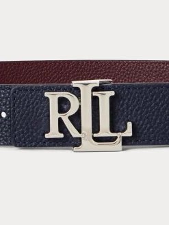 Lauren Ralph Lauren 2.5cm Logo Reversible Pebbled Leather Belt Lauren Navy/Dark Garnet Discount