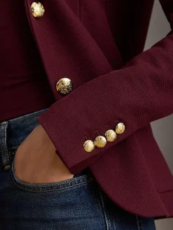 Lauren Ralph Lauren Anfisa Crest Logo Blazer Jacket Red Sale