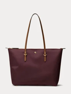 Lauren Ralph Lauren Keaton Nylon Tote Bag Red New