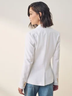 Lauren Ralph Lauren White Anfisa Bullion Jacquard Blazer Outlet