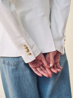 Lauren Ralph Lauren White Anfisa Bullion Jacquard Blazer Outlet