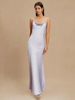 Next Lavender Purple Satin Cowl Neck Wedding Guest Bridesmaid Maxi Dress Hot