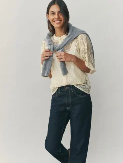 Next Lace Half Sleeve Blouse Lemon Yellow Outlet