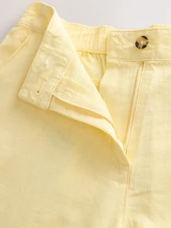 Next Linen Blend Knee Shorts Lemon Yellow Sale