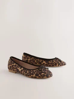 Next Leopard Animal Print Standard/Wide Fit Ballerinas Shoes New