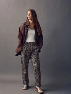 Next Ankle Straight Leg Carpenter Jeans Leopard Outlet