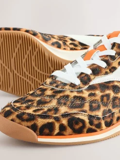 Next Leopard Forever Comfort Panel Detail Lace-Up Trainers Online