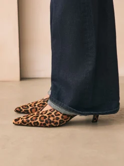 Next Leather Pointed Toe Slingback Heels Leopard Discount