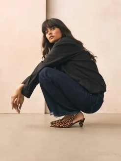 Next Leather Pointed Toe Slingback Heels Leopard Discount