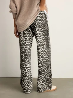 Next Print Cotton Wide Leg Jeans Leopard Sale
