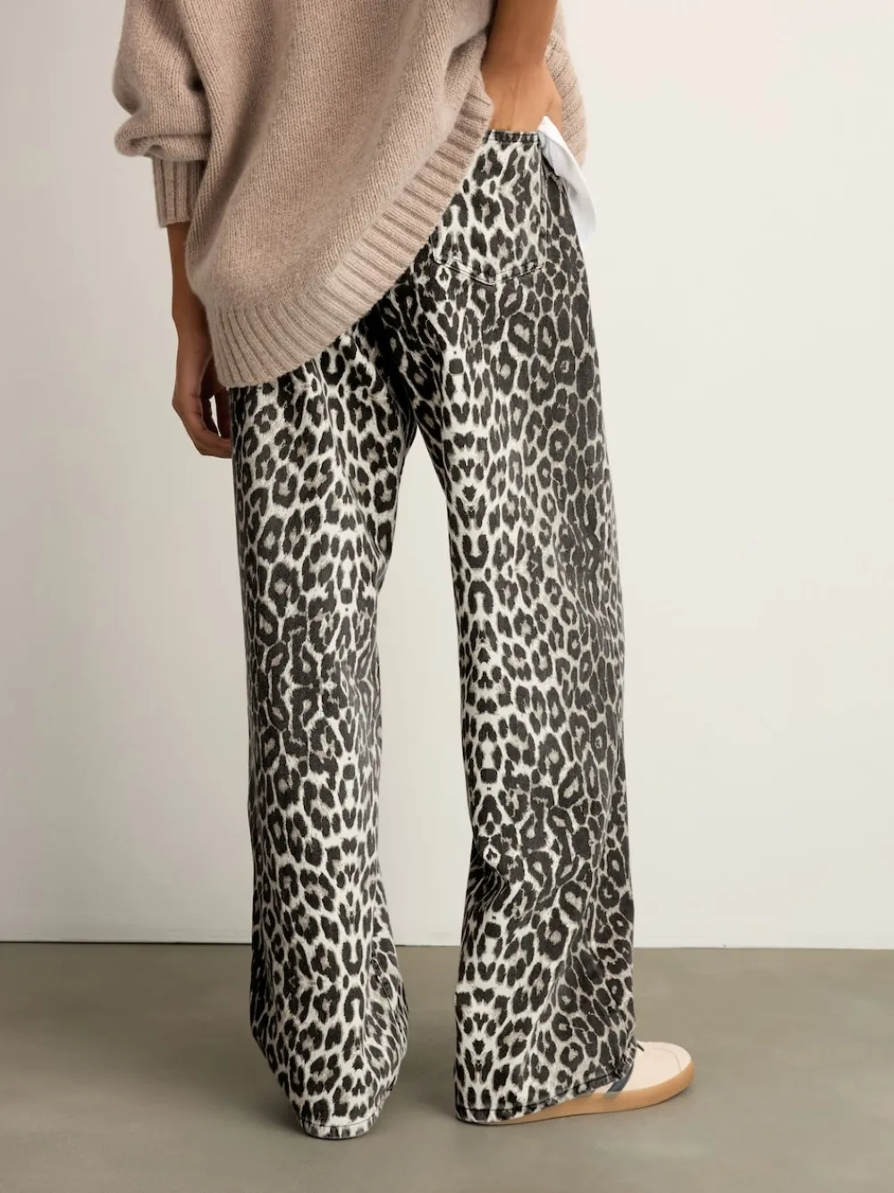 Next Print Cotton Wide Leg Jeans Leopard Sale