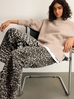 Next Print Cotton Wide Leg Jeans Leopard Sale