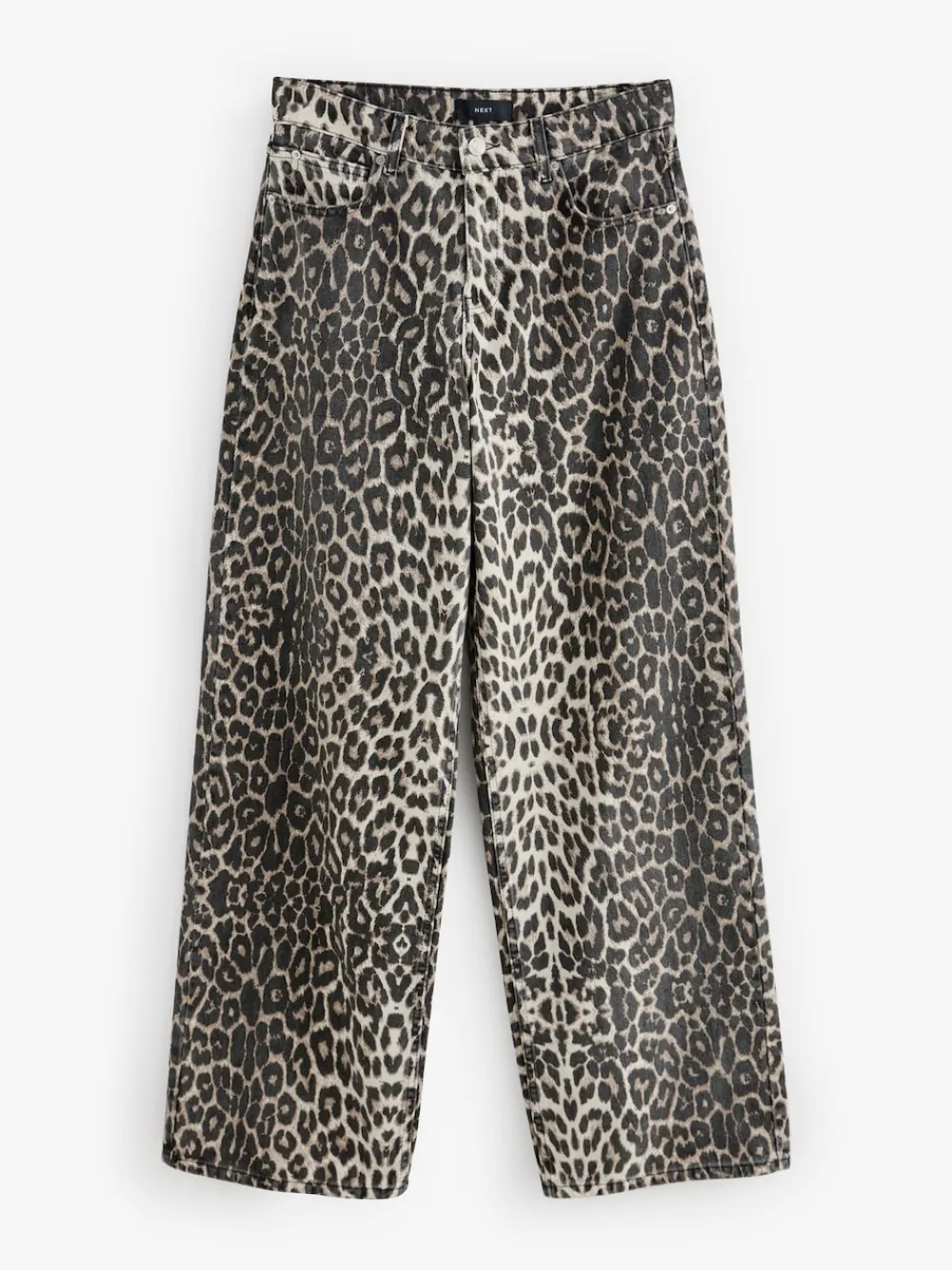 Next Print Cotton Wide Leg Jeans Leopard Sale