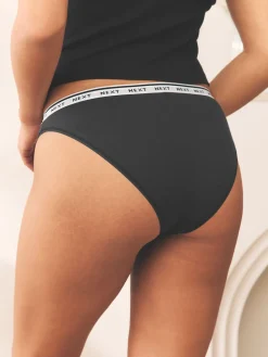 Next Leopard Print High Leg Cotton Logo Knickers 4 Pack Sale