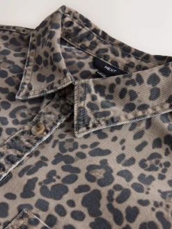 Next Leopard Print Oversize Denim Shirt Hot