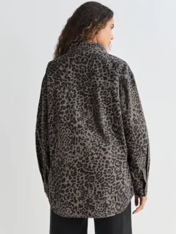Next Leopard Print Oversize Denim Shirt Hot
