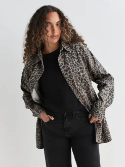 Next Leopard Print Oversize Denim Shirt Hot