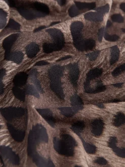 Next Leopard Print Relaxed Boxy Elbow Length Crew Neck T-Shirt Outlet