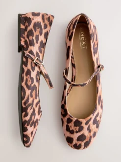 Next Standard/Wide Fit Round Toe Mary Jane Shoes Leopard Print Hot