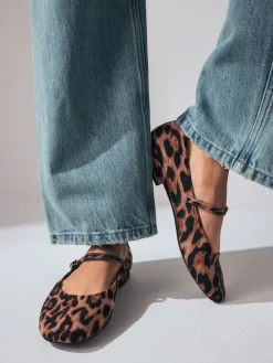 Next Standard/Wide Fit Round Toe Mary Jane Shoes Leopard Print Hot
