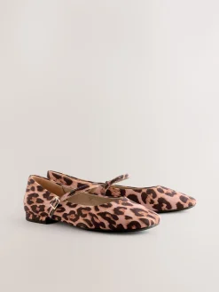 Next Standard/Wide Fit Round Toe Mary Jane Shoes Leopard Print Hot